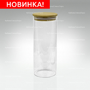 Банка 1 л стеклянная с бамбуковой крышкой оптом и по оптовым ценам в Волгограде