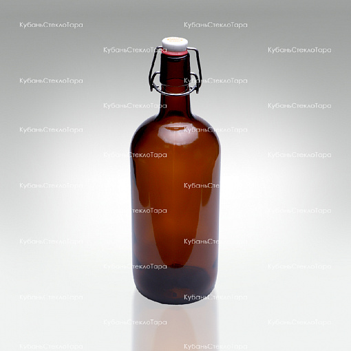 Бутылка «Бугельная» 1л. (Коричневая) стеклянная с пробкой оптом и по оптовым ценам в Волгограде