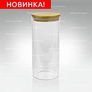 Банка 1,2 л стеклянная с бамбуковой крышкой оптом и по оптовым ценам в Волгограде